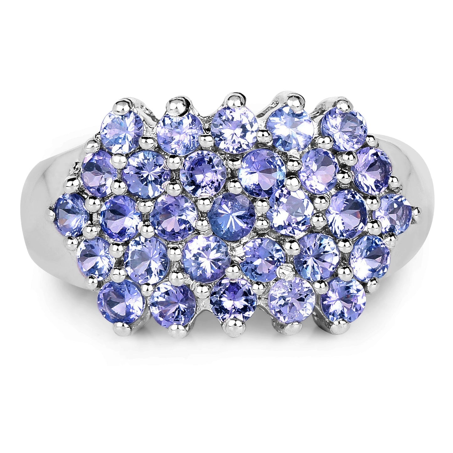 2.03 Carat Genuine Tanzanite Sterling Silver Engagement Ring