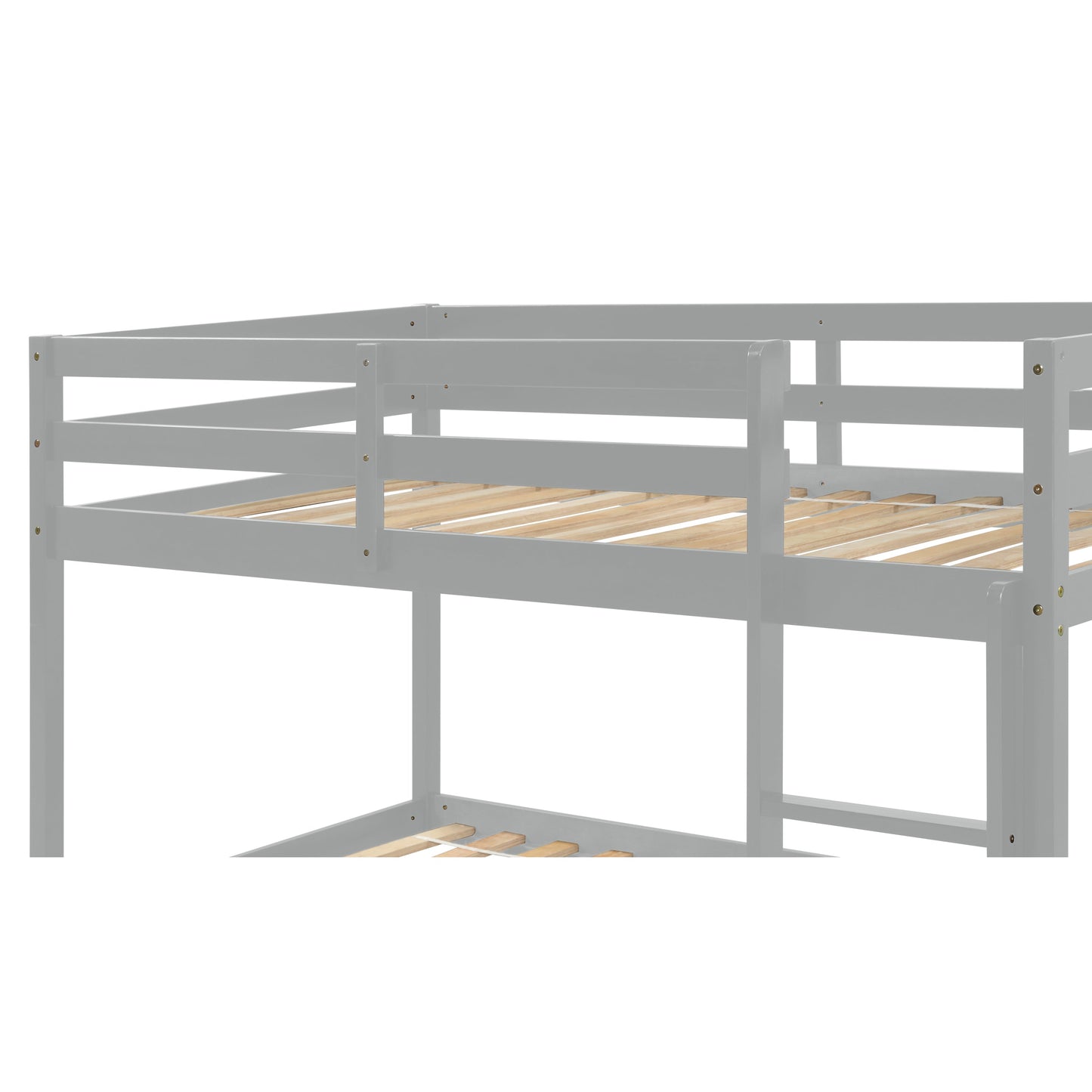 Twin over Twin Floor Bunk Bed,Grey - Korvel