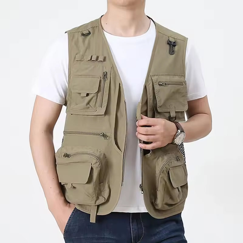 Chaleco Táctico de Verano para Hombre con 14 Bolsillos para Actividades al Aire Libre