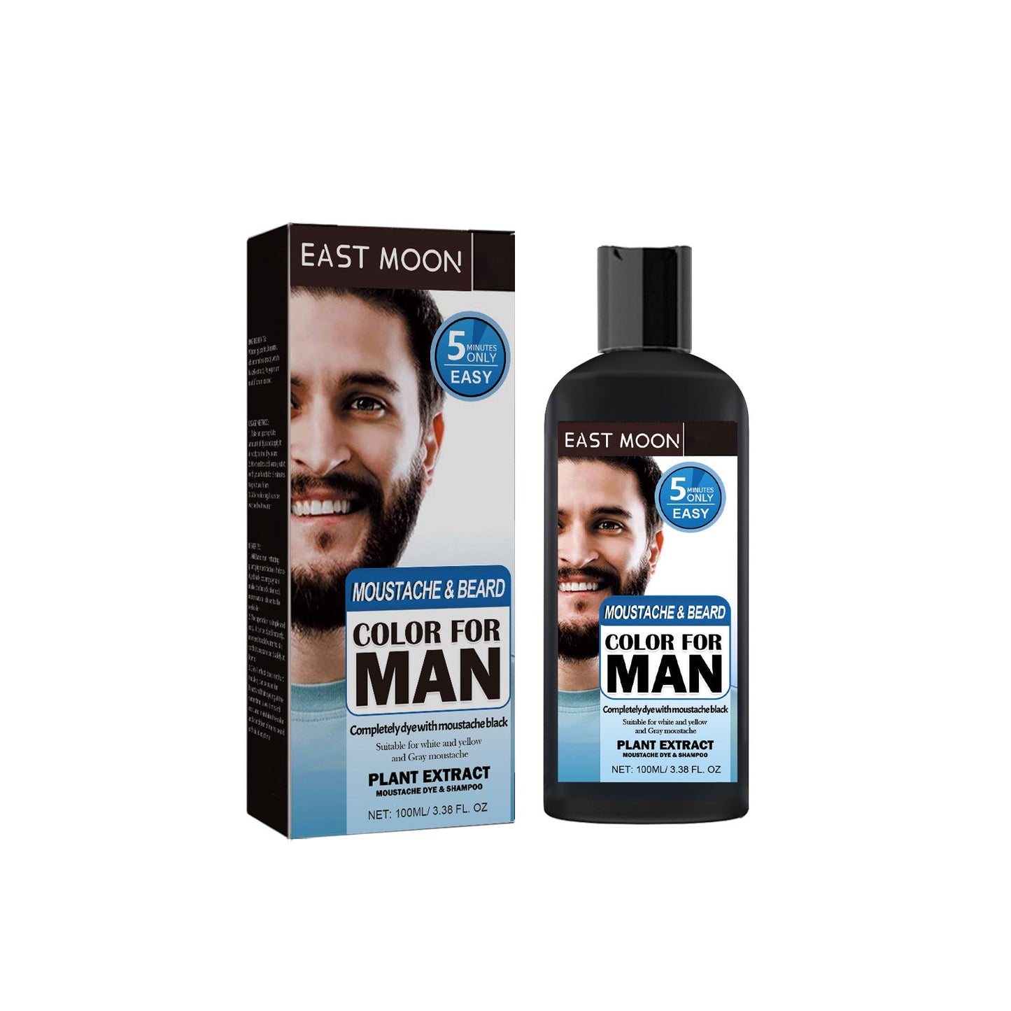 Beard Hair Dye Color Shampoo, Quick Color Black For Men's Hair And Beard Slit Drying Treatment - Korvel