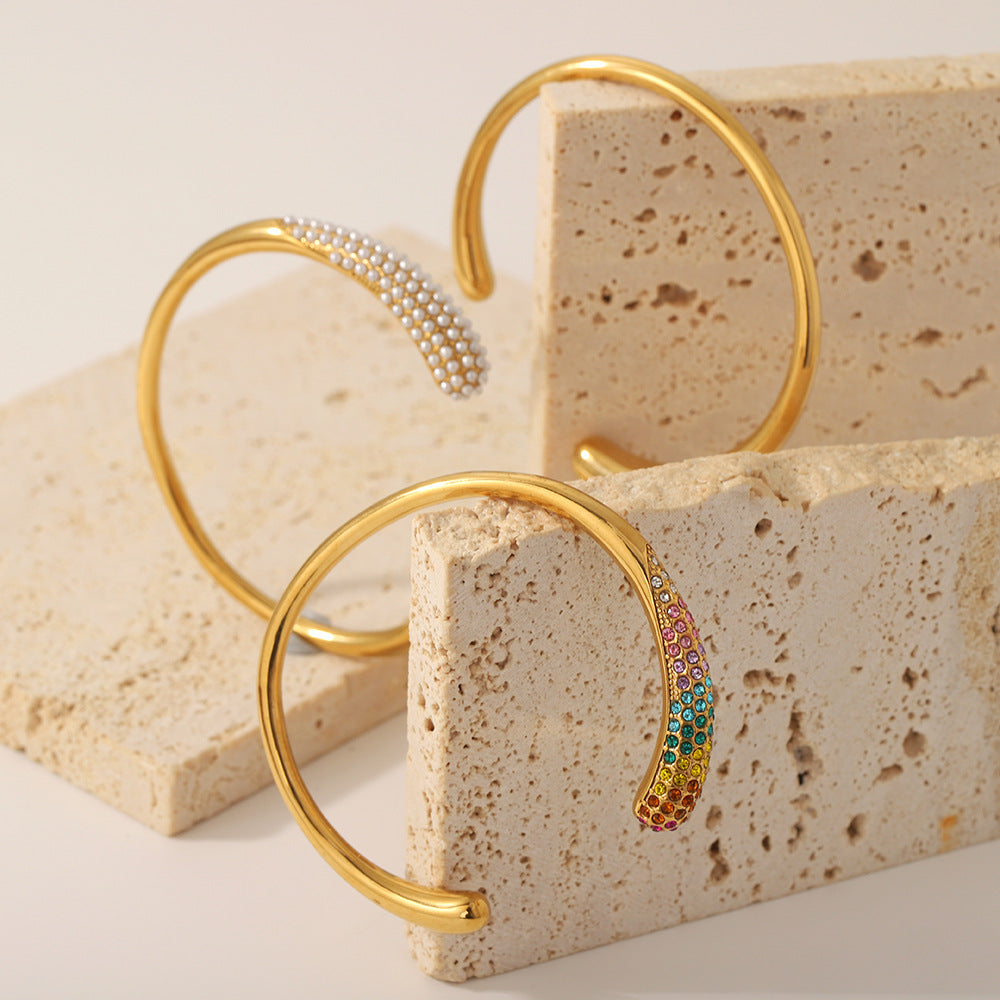 Colorful zirconium full diamond high-end fashion stainless steel casting bracelet bracelet bracelet accessories - Korvel