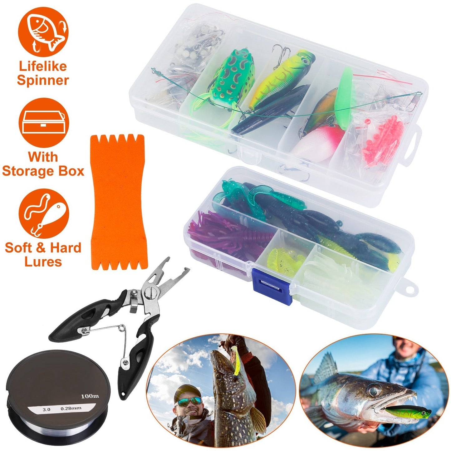 383-Piece Fishing Lure Tackle Kit for Bass Fishing