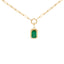10K Yellow Gold Emerald Cut Green Emerald Pendant Necklace - 18 inch