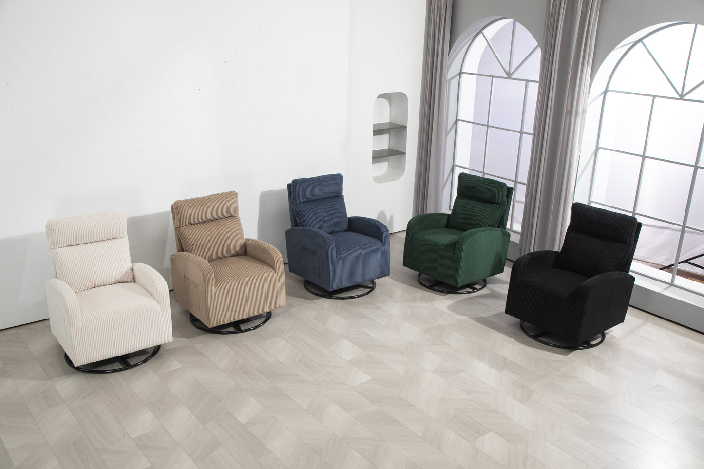 Silla mecedora giratoria tapizada JiaDa en beige