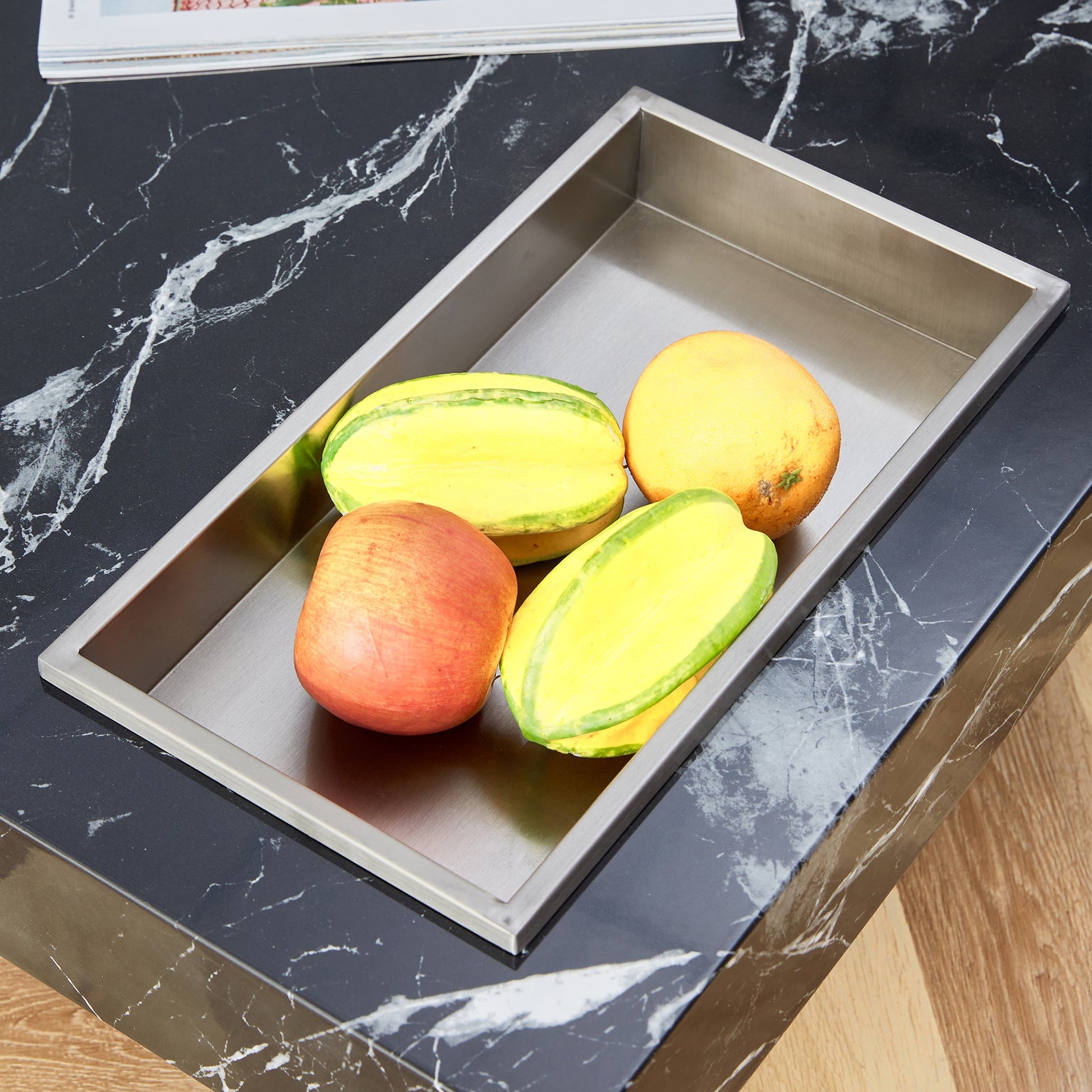 A modern and practical coffee table made of MDF material with black patterns - Korvel