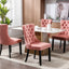 High-end Tufted Solid Wood Contemporary Velvet Upholstered Dining Chair with Wood Legs Nailhead Trim 2-Pcs Set Pink - Korvel