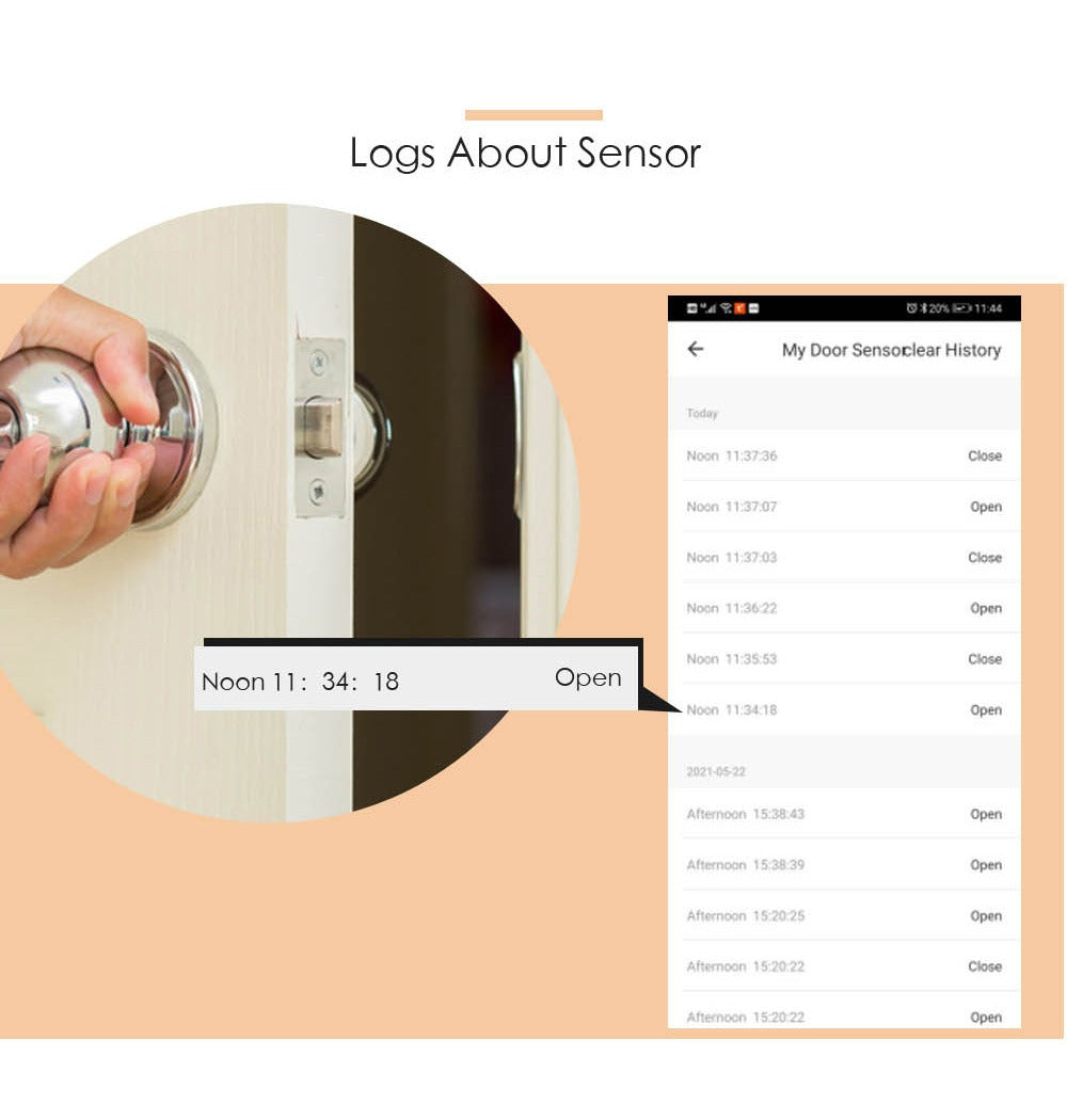 Smart Life Tuya Wifi Window Detector Door Open Close Sensor Security Contact Wifi Smart Door Sensor - Korvel