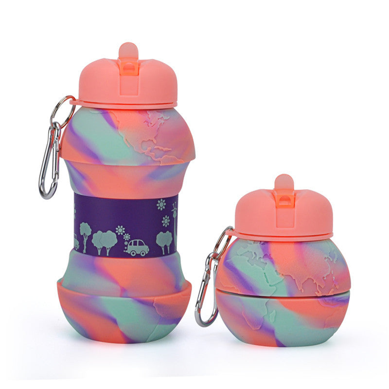 Earth Silicone Portable Water Bottle - Leak-proof & Foldable
