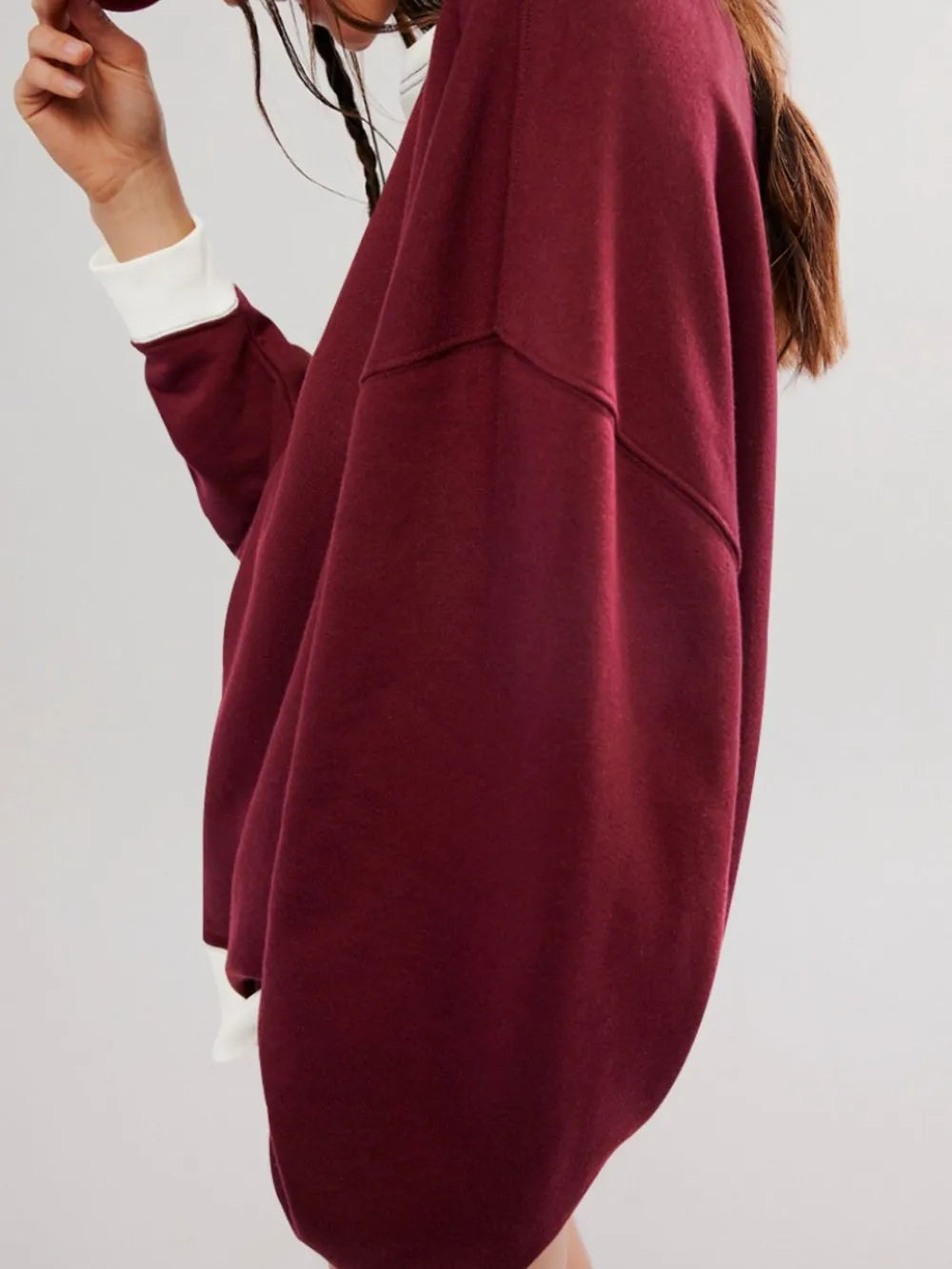 Contrast Dropped Shoulder Long Sleeve Sweatshirt - Korvel