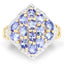 Anillo de Clúster de Tanzanita Baño de Oro Amarillo de 14K