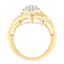 10K Yellow Gold Diamond Bypass Cluster Ring - Size 7