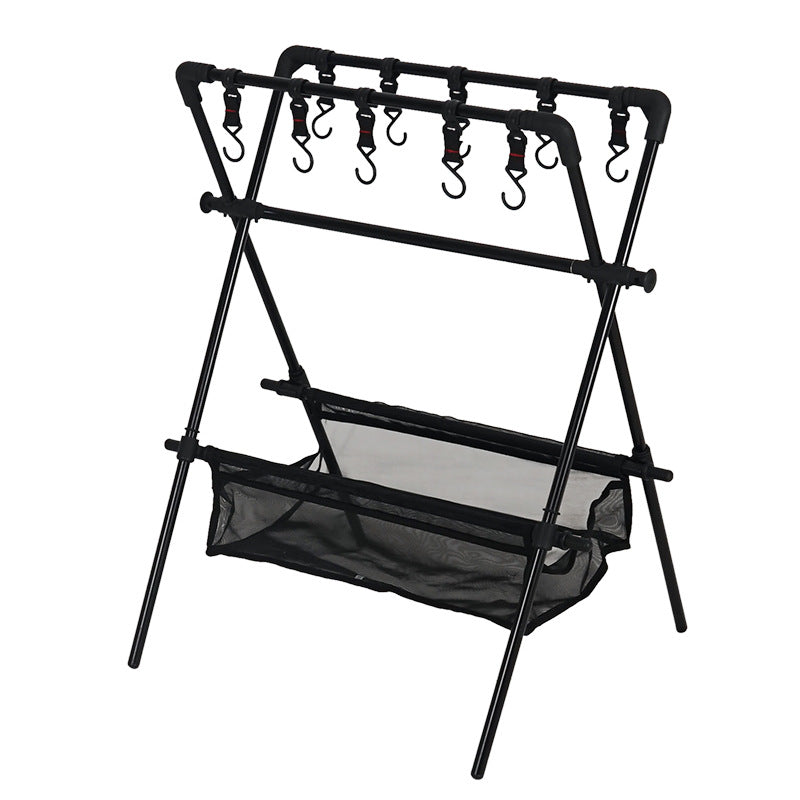 Outdoor camping folding shelf camping car drying rack drying net drying rack storage rack - Korvel