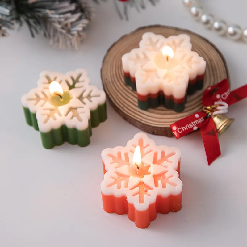 New Christmas Snowflake Aromatherapy Candle Hand-Made Romantic Atmosphere Creative Home Desktop Decorations With Gifts Ornaments - Korvel