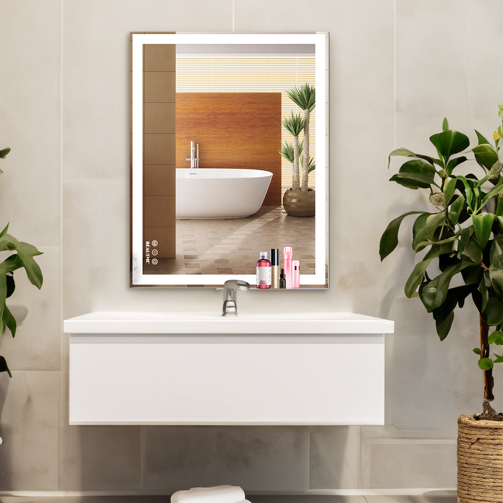 48x24 inch LED bathroom makeup mirror wall mounted adjustable light anti fog touch switch with memory intelligent large bathroom - Korvel