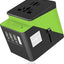 2019 , 3 USB + 1 Typc C International Power Adapter for Europe, UK, China, Australia, Japan and More 200 Countries Black Green - Korvel