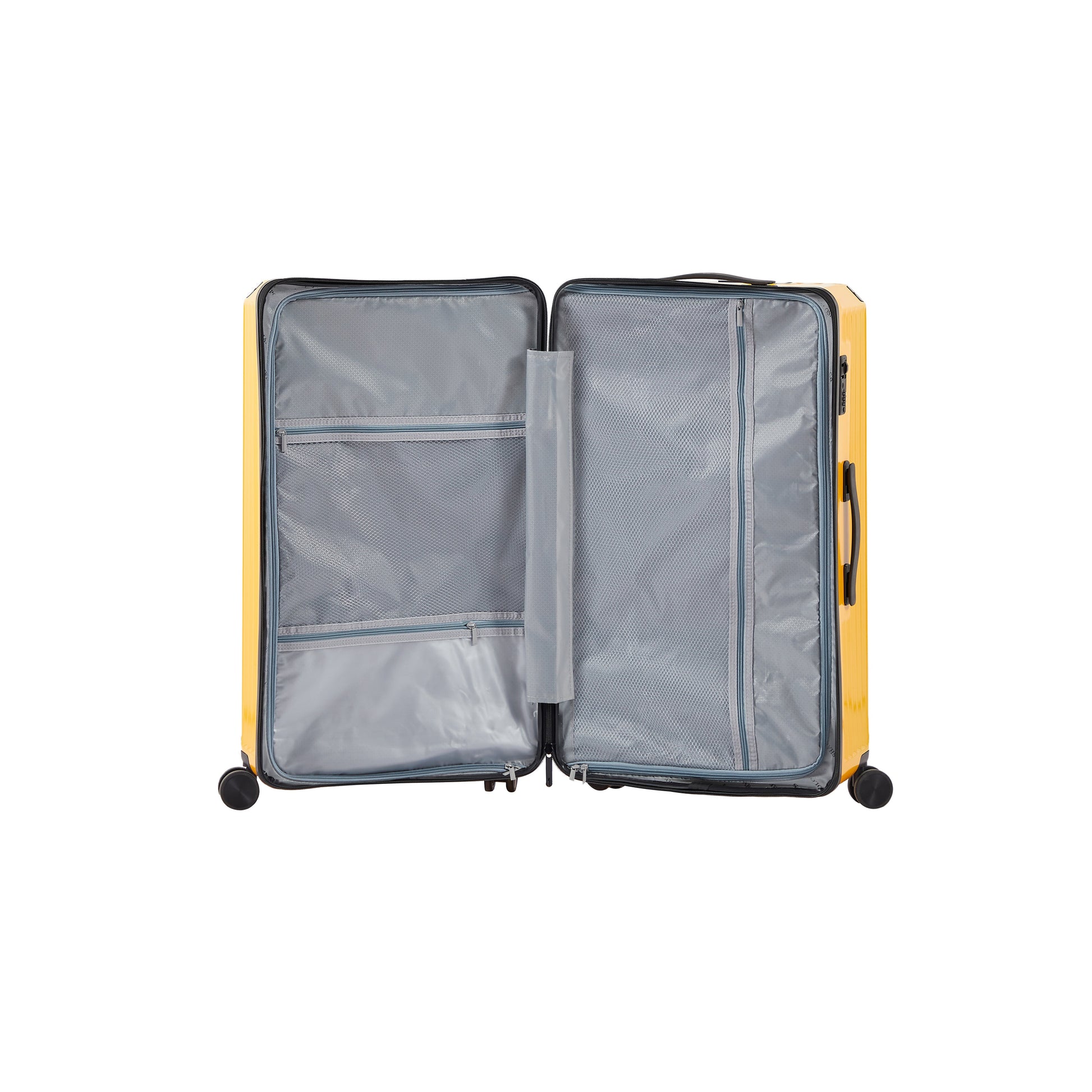 Luggage Set 4 pcs (20"/24"/29"/Travel Bag), PC+ABS Durable Lightweight Luggage with Collapsible Cup Holder TSA Lock, Yellow - Korvel