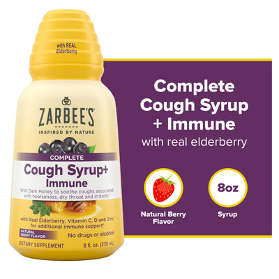 Zarbee's Cough + Immune Support Syrup - Natural Berry Flavor, 236ml