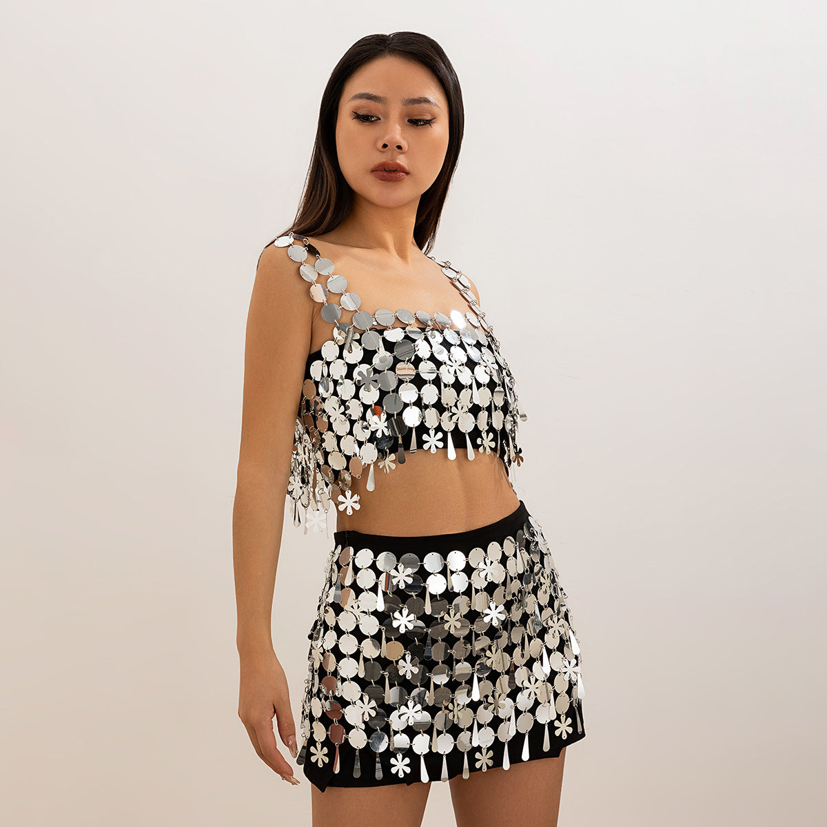 Cyberpunk nightclub style sexy slim fit backpack skirt Body Chain - Korvel