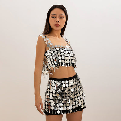 Cyberpunk nightclub style sexy slim fit backpack skirt Body Chain - Korvel