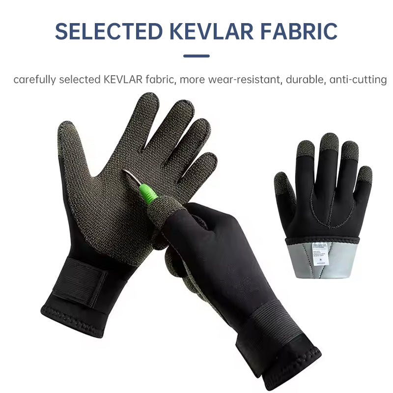 3/5mm Thick Kevlar Diving Gloves. Scratch-proof, for fish hunting, deep dive, spearfishing & skiing. - Korvel