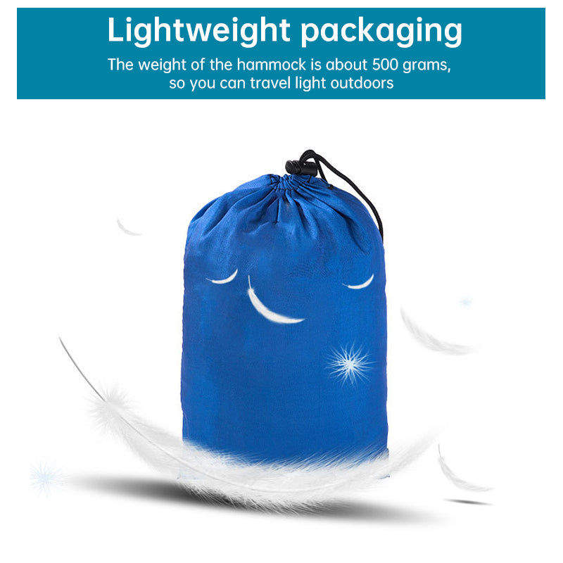 Light double nylon camping hammock with straps. Great for trips, beach, yard & garden. - Korvel