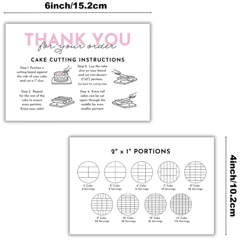 Cake Cutting Instructions  4x6 - 10ct - Korvel