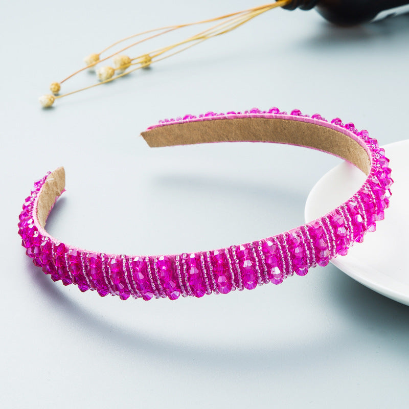 Hair Hoop Hand-Woven Beaded Headband Female Baroque Sponge Hair Bundle Korean Face Wash Hair Accessories - Korvel