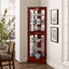 Corner Curio Dispaly Cabinet with Lights, Adjustable Tempered Glass Shelves, Mirrored Back,Cherry(E26 light bulb not included) - Korvel