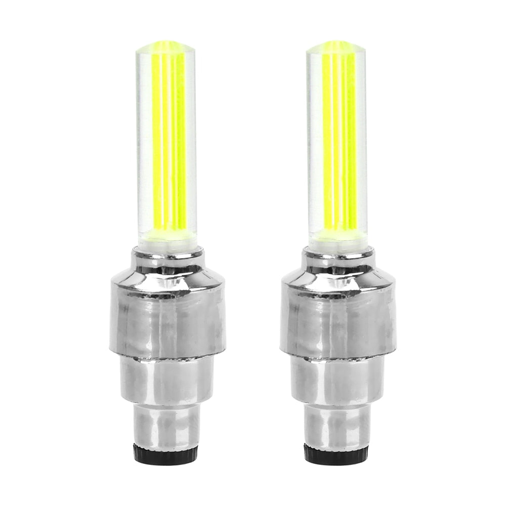 FORAUTO 2PCS Car Wheel LED Light Motocycle Bike Light Tire Valve Cap Decorative Lantern Tire Valve Cap Flash Spoke Neon Lamp - Korvel