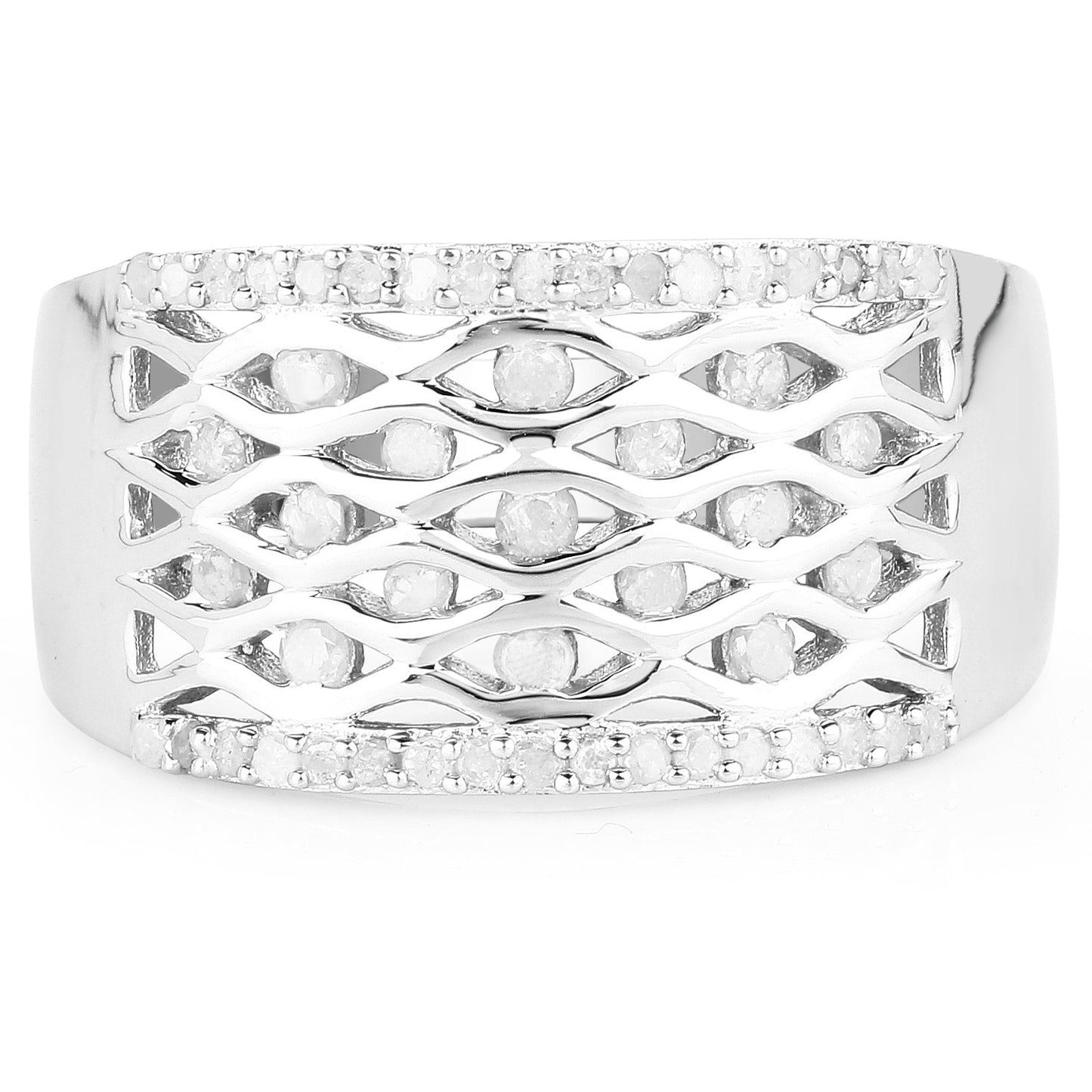 0.41 Carat Genuine White Diamond Sterling Silver Engagement Ring