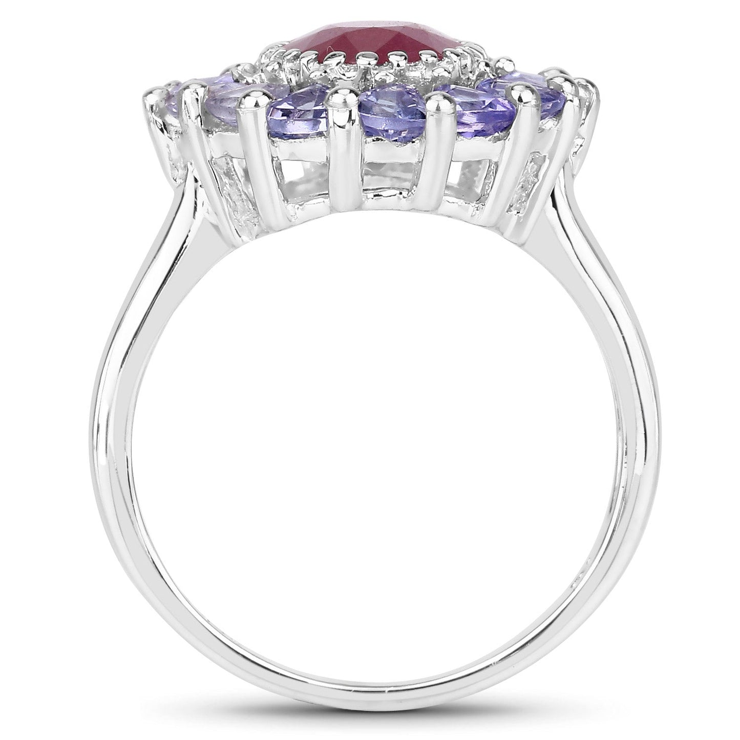 Bague de fiançailles en argent sterling avec rubis et tanzanite de 3,70 carats