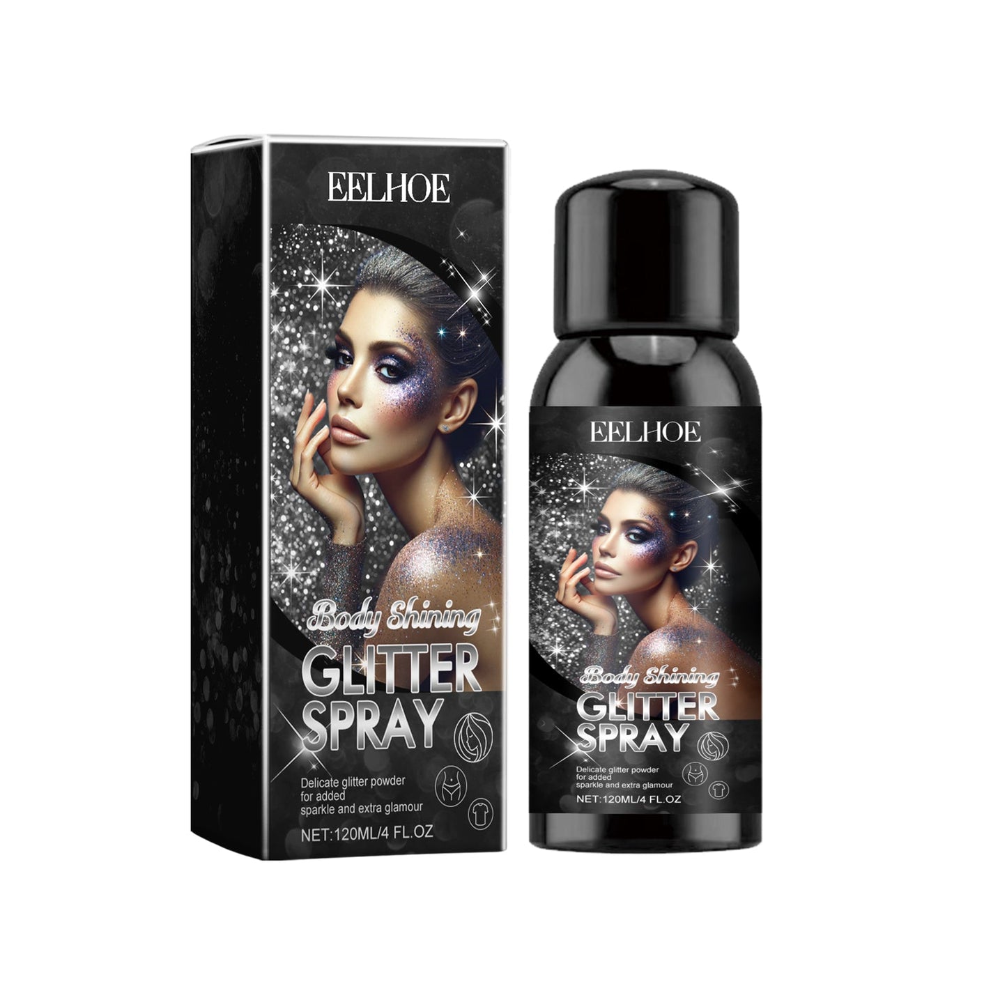 Stage Makeup Glitter Spray, Highlighter Spray Natural Stereo Long-Lasting Brightening Glitter - Korvel