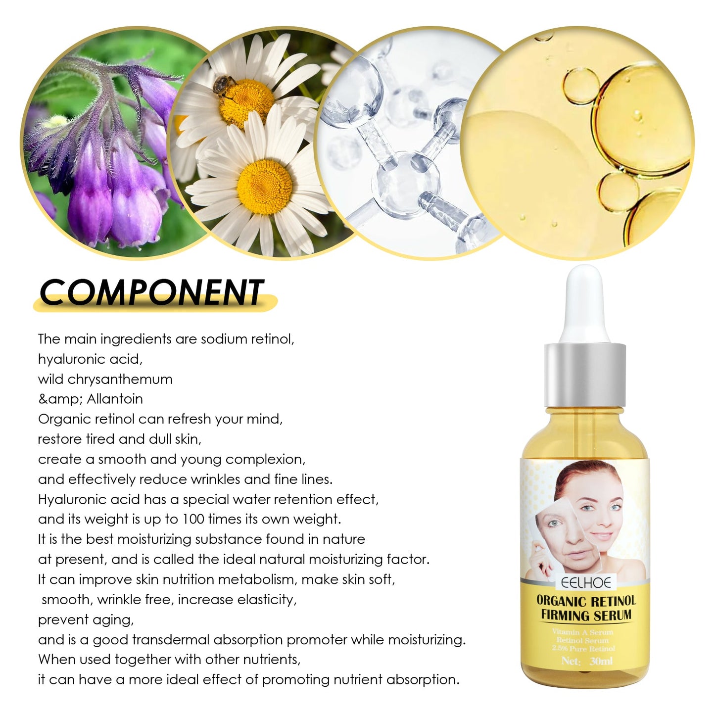 Sérum raffermissant au rétinol premium pour une peau jeune
