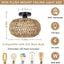 Rattan Light Fixtures Ceiling Mount,Boho Ceiling Light Fixture with Dimmable LED Bulb Mini Hand Woven Rattan - Korvel