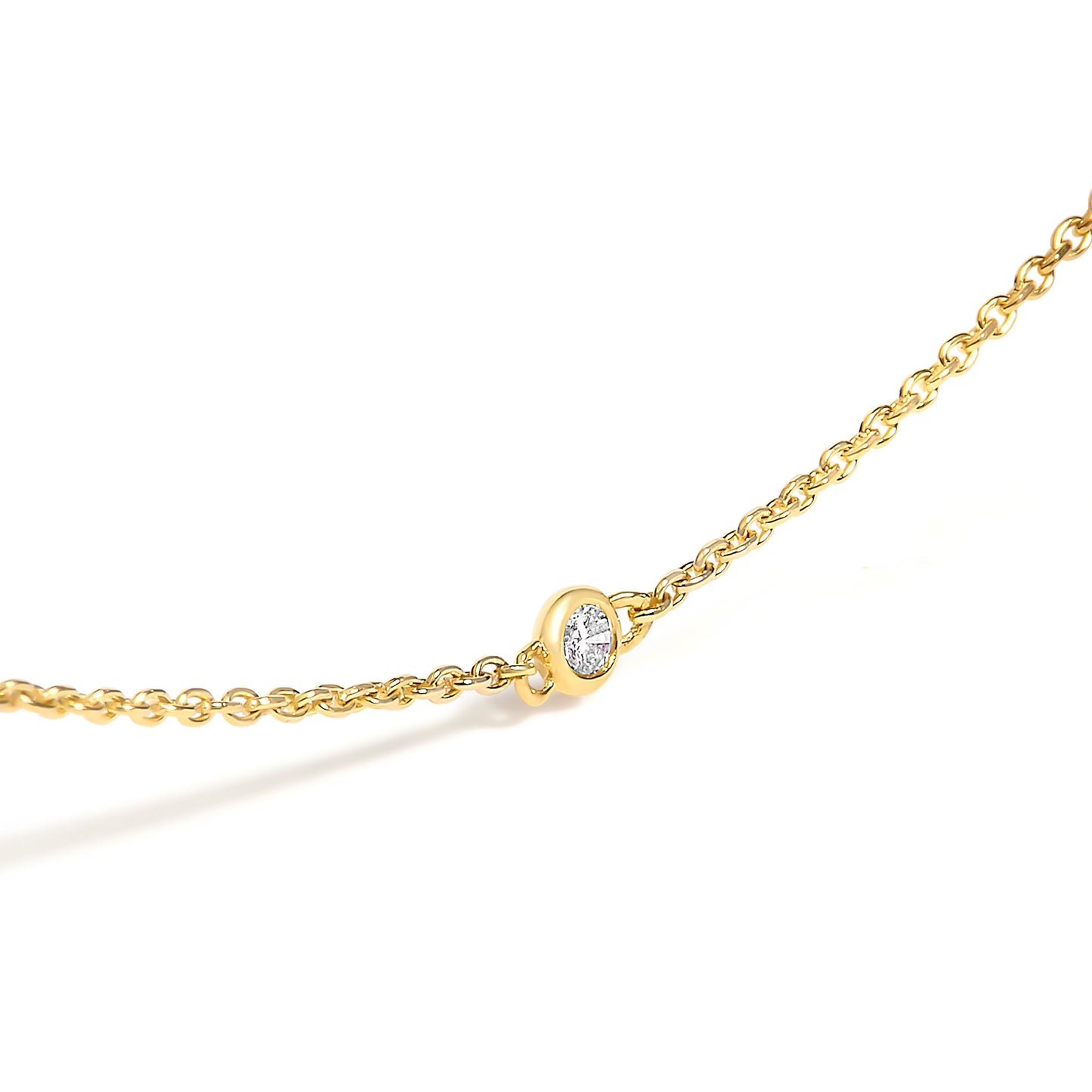 Collar de estación de esmeralda y diamante de oro amarillo de 14K - 18 pulgadas