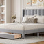 Full Size Storage Bed Velvet Upholstered Platform Bed with a Big Drawer - Gray - Korvel