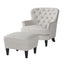 Modern light grey fabric club chair and Ottoman set, stylish cushioned armchair, paired with Ottoman style - Korvel