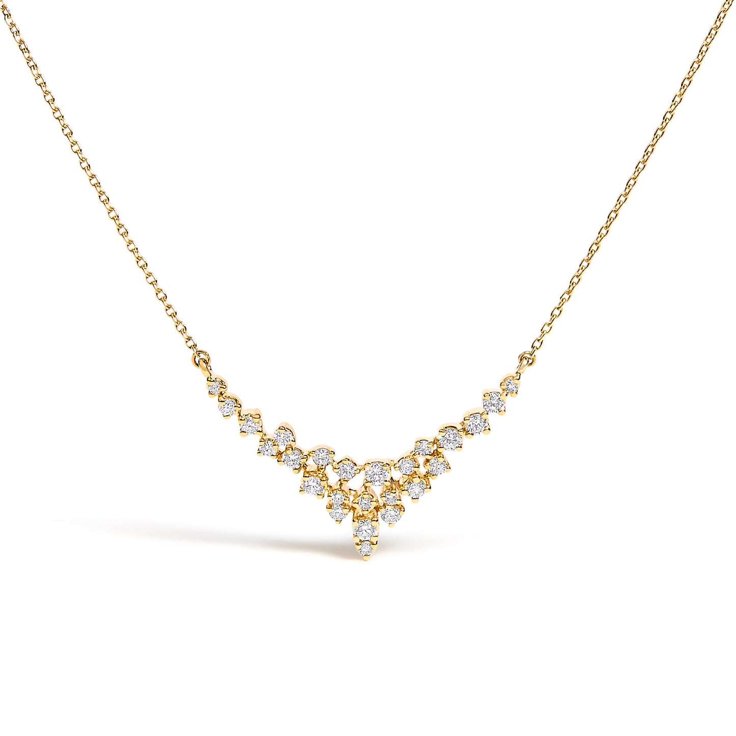 Collar de Diamantes 'V' Dispersos en Oro Amarillo de 14K - 18"
