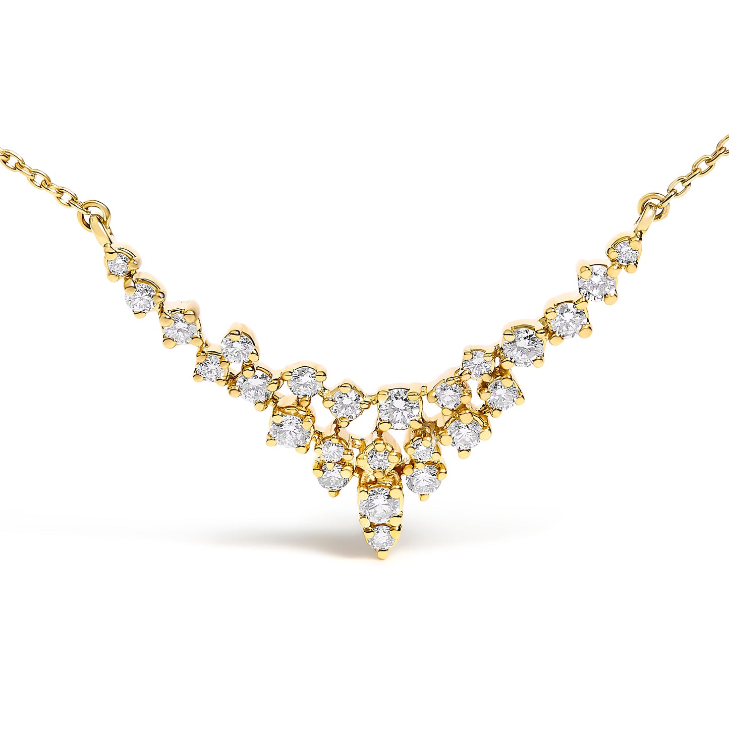 Collar de Diamantes 'V' Dispersos en Oro Amarillo de 14K - 18"