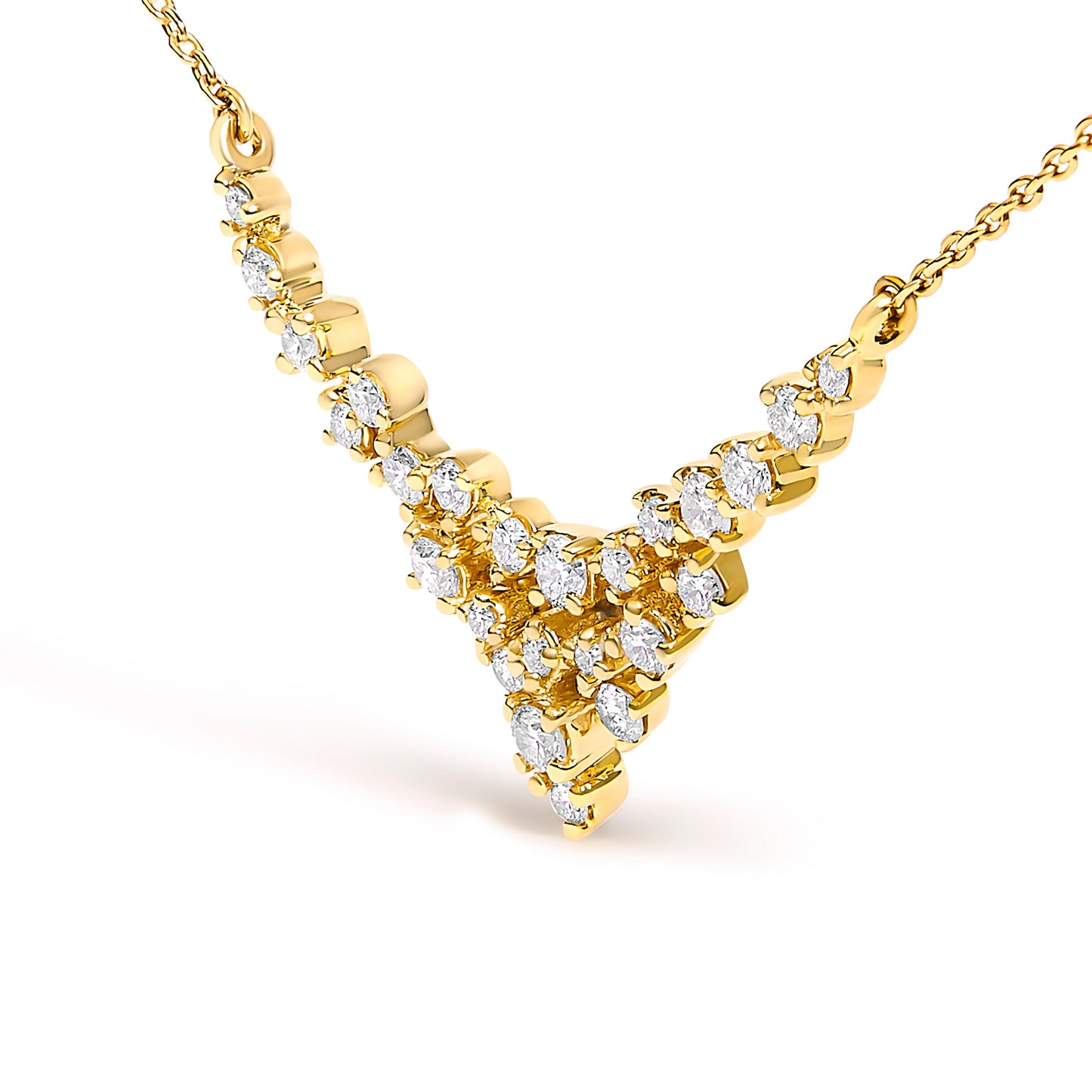 Collar de Diamantes 'V' Dispersos en Oro Amarillo de 14K - 18"