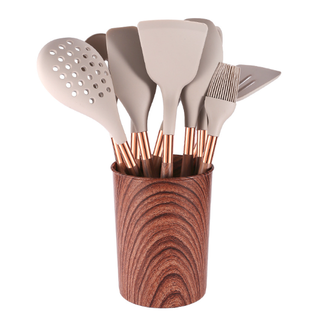 10 Pieces Kitchen Tools Set Wooden Handle Cooking Kitchen Utensil Set Silicone Utensils - Korvel