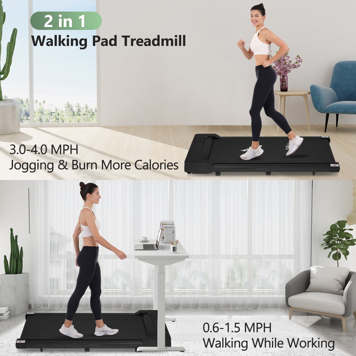 8.10 Walking Pad Under Desk Treadmill - 2.5HP, 300LBS Capacity