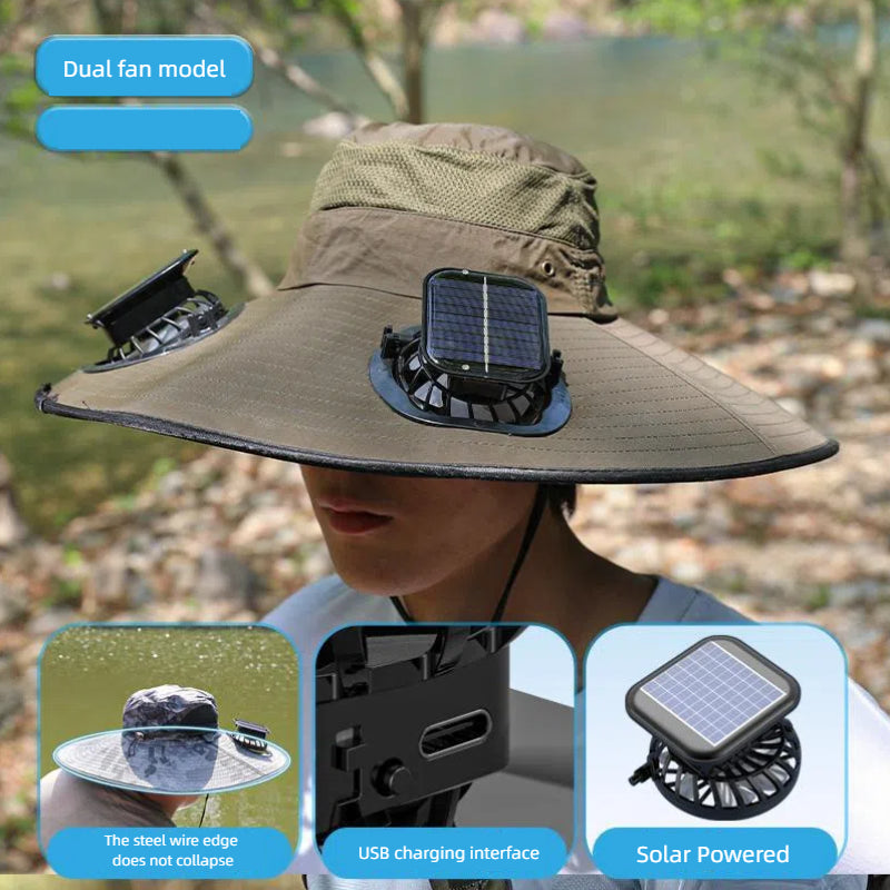 Sombrero de sol para hombres con ventilador incorporado para protección UV