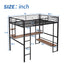 Full Size Loft Metal&MDF Bed with Long Desk and Shelves Black - Korvel