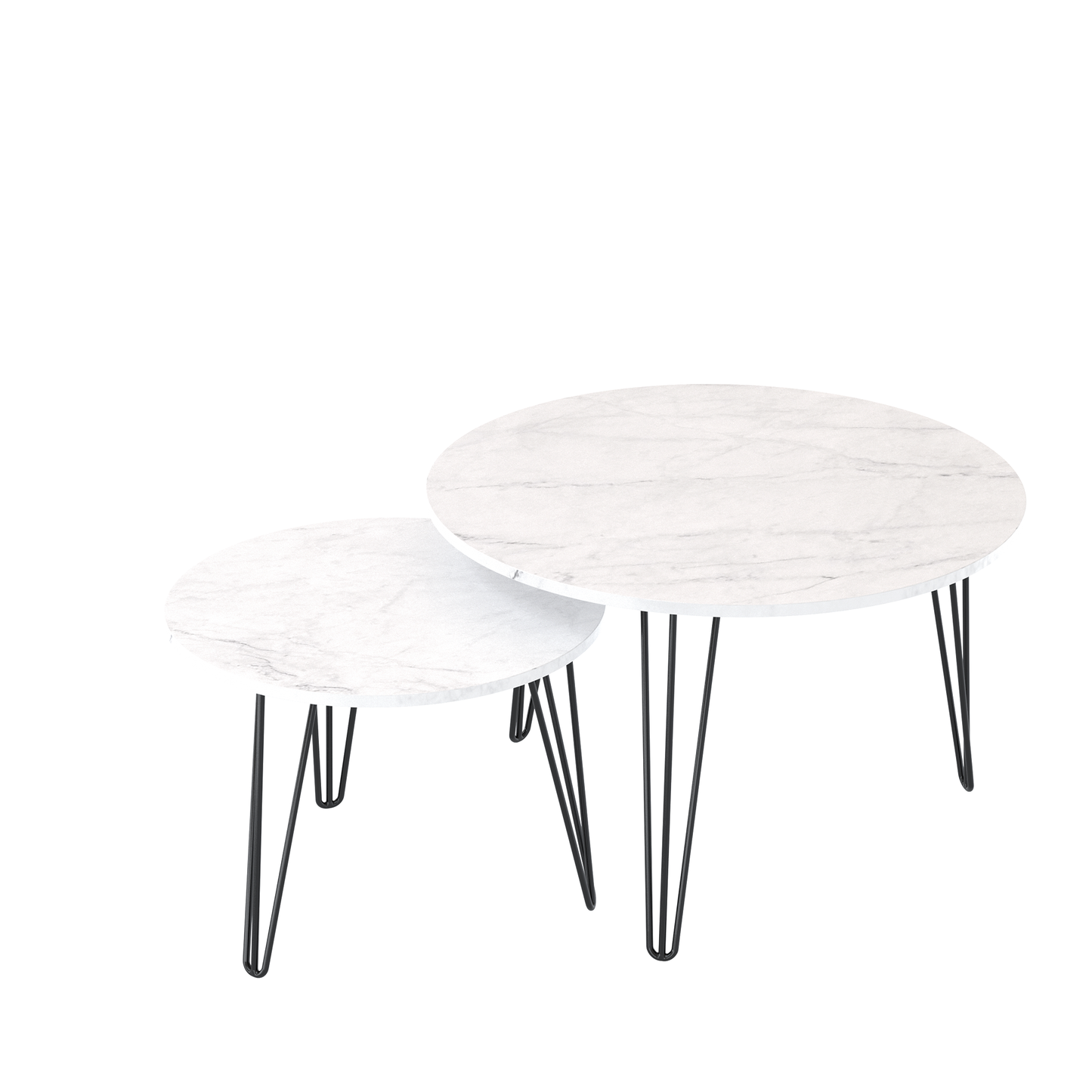 Ensemble de 2 tables basses rondes empilables de 27,56'' - Blanc