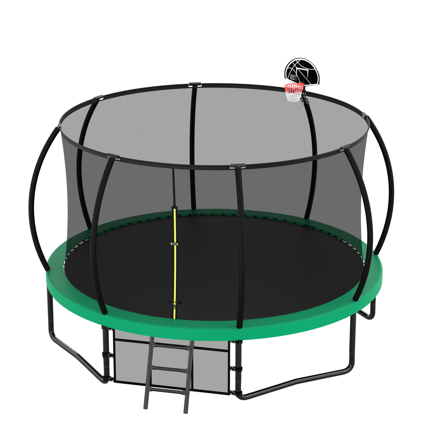 12FT Recreational Kids Trampoline with Safety Enclosure Net & Ladder, Outdoor Recreational Trampolines - Korvel