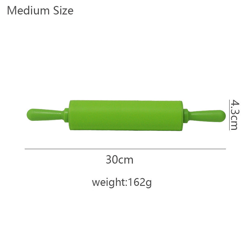 Wooden Handle Silicone Rolling Pin Rolling Pin Roller Flour Pin Small Medium And Large Household Baking Tools And Kitchenware - Korvel