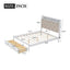 Wood Full Size Platform Bed with Upholstered Headboard and LED and 2 Drawers, Antique White - Korvel