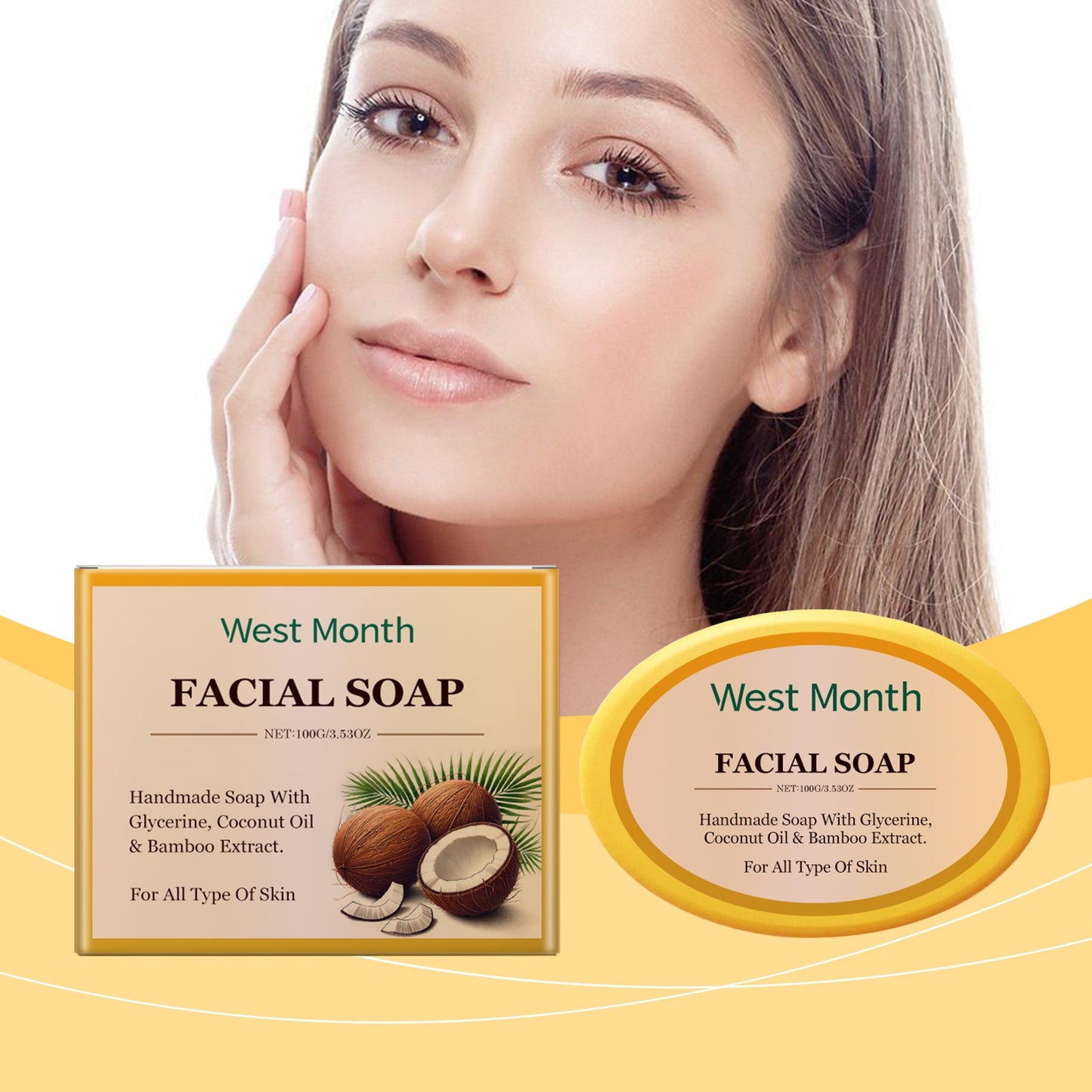 Cleansing Soap, Moisturizing, Gentle, Clean, Soft, Moisturizing, Refreshing, Oil-Control Hand-Made Cleansing Soap - Korvel