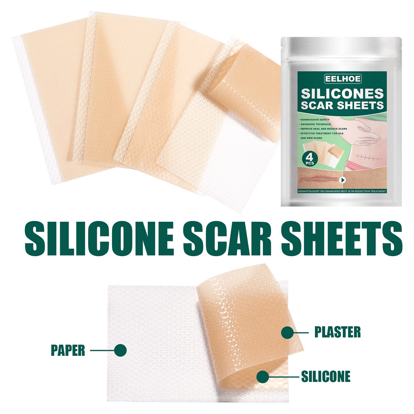 Silicone Gel Repair Patch, Fade Marks Transparent Care Skin Repair Patch - Korvel